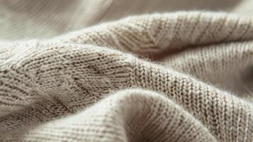 The uneven surface of the cashmere sweater adding dimension and depth to the otherwise plain fabric photo