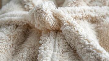 A closeup of the belt of the bathrobe showcasing the fuzzy texture but also the slight variation in color due to the way the fibers catch the light. This adds depth and dimension t photo