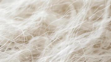Fine wispy strands of cotton fibers intertwine in a tangled almost chaotic pattern creating a fluffy and cozy texture photo