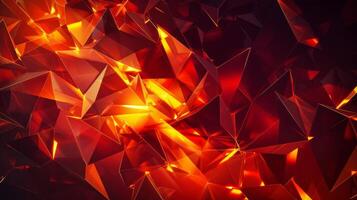 Sharp triangles in a fiery gradient of red orange and yellow forming a striking contrast against a dark background and exuding a sense of intensity and movement photo