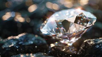 Gleaming Diamond A classic clear gemstone that captivates with its pure white light its polished surface giving off a bright and nearly blinding gleam photo