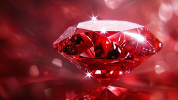 Sparkling Ruby A fiery red gem that seems to burn with an intense luster its sharp facets reflecting beams of light in all directions photo