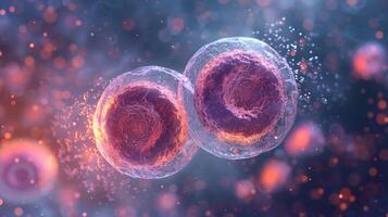 The striking image shows a single cell in the interphase stage preparing for the process of mitosis by duplicating its genetic material photo