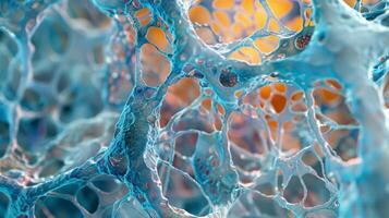 A highresolution image of a hepatocytes cytoskeleton showcasing the structural support necessary for its detoxification tasks photo
