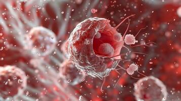 A detailed view of a neutrophil a type of white cell in the process of engulfing and destroying a bacterium in the bone marrow photo