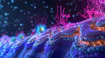 A timelapse animation showing how membrane receptors process and integrate multiple signals from their surroundings before initiating specific cellular responses photo