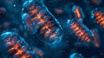 Overlapping images of mitochondria DNA strands showcasing the overlapping loop formation that allows for efficient replication photo