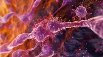 The release of toxic substances by macrophages during phagocytosis to aid in the destruction of ingested bacteria photo