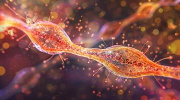 A microscopic view of a mitotic spindle responsible for separating chromosomes during cell division photo
