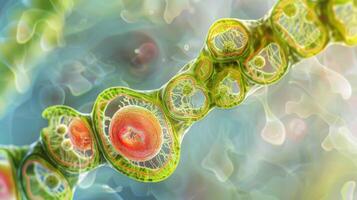 Crosssectional view of a plant stem showing the cytoplasmic streaming within the elongated cells photo