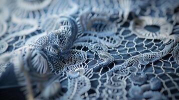 Through the closeup lens the intricate lace takes on a whole new level of depth and complexity with its intricate design captivating the viewers attention photo