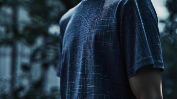 Delicate crosshatching lines cover this combed cotton tee adding depth and dimension to its overall appearance photo