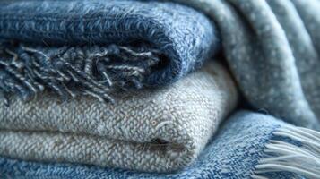 The softness of brushed denim can be seen in the fine grains and fuzzy fibers which make up its surface giving it a comforting feel photo