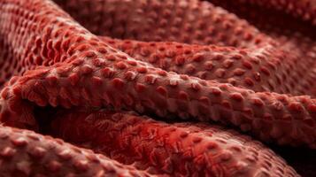 The warm velvety feel of a rustic red throw featuring tiny raised dots that add dimension to the already cozy texture photo