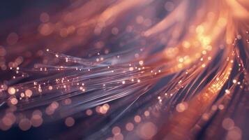 A closeup of a fiber optic cable showcasing the smooth shiny surface and the ethereal glow emanating from within creating a sense of otherworldly beauty photo