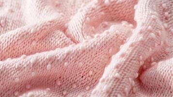 A pale pink knit fabric with tiny raised dots covering the surface giving it a soft and plush texture photo