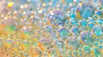 Up close the surface of the bubbles appears pearly and textured like tiny globes of opalescent beauty photo
