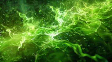 A burst of electric green liquid exploding upward in a splash revealing intricate tendrils and patterns within the glowing substance photo