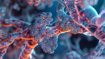 Wideangle view of the alveoli highlighting their location at the end of the respiratory tree and their crucial role in the exchange of gases between the lungs and photo