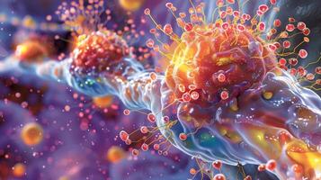 Enlarged view of taste receptor cells in action with taste molecules binding to specific receptors and triggering signals to the brain photo