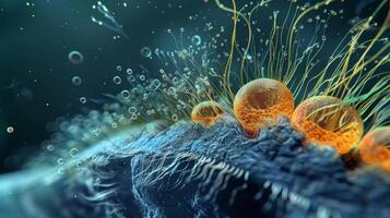 A microscopic glimpse of a hair follicle in the telogen phase characterized by a large round at the base of the hair that is the site of new hair growth photo