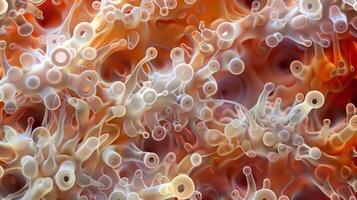 Closeup of an adipocytes plasma membrane showcasing numerous protrusions called microvilli that aid in nutrient absorption photo