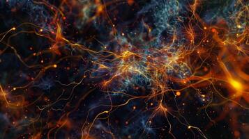 Multiple myelinated axons running parallel and crossing over each other creating a complex network photo