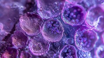 A microscopy image of a thyroid follicle showing the unique shape of thyroid cells resembling tiny sacs filled with hormoneproducing machinery photo