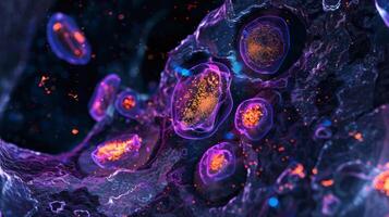A microscopic image of an organoid model of thyroid cells mimicking the natural organization and function of the thyroid gland for hormone production studies photo