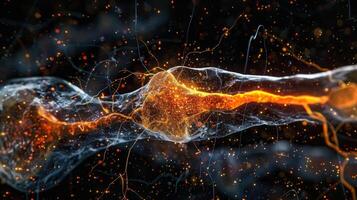 Highresolution image of the synaptic cleft showing the delicate balance of excitatory and inhibitory neurotransmitters photo