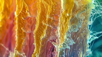 A magnified image reveals the presence of collagen fibers in dental tissues playing a key role in tooth structure and support photo