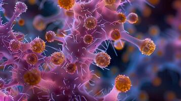 A microscopic glimpse of the complex interactions between immune cells and synovial cells as they work together to maintain a delicate balance in joint health and function photo
