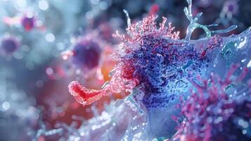 A microscopic view of a rie in action releasing a newly synthesized protein into the cytoplasm for use in the cell photo