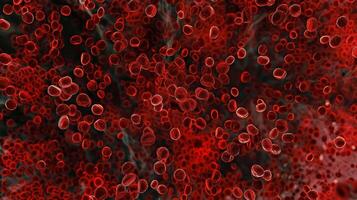A microscopic view of hematopoietic stem cells floating in a sea of red cells ready to undergo differentiation photo