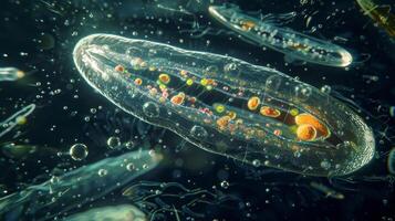 Timelapse image of a paramecium with cytoplasmic streaming aiding in the exchange of materials through the cells membrane photo