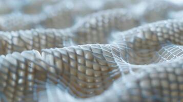 Layered Filament Texture The plastic filament used in the 3D printing process is visible in this closeup with its layered ribbed texture creating a unique look on the surface of th photo