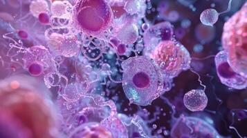Microscopic view of a unicellular organism engulfing food particles through cytoplasmic streaming photo