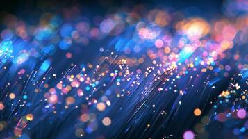 The smooth polished surface of fiber optic strands reflecting light in a mesmerizing pattern photo