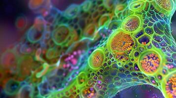 A microscopic view of the placentas external surface dotted with millions of tiny cells that work in tandem to transport vital substances to the growing embryo photo