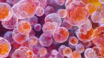 Microscopic view of immature adipocytes with their small size and sp distribution of lipid droplets indicating ongoing fat storage photo