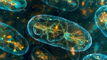 An electron micrograph of the inner mitochondrial membrane highlighting the numerous proton pumps present photo