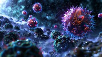 A series of Tcell receptors mounted on the surface of a Tcell resembling a weaponry system ready to combat invading pathogens photo