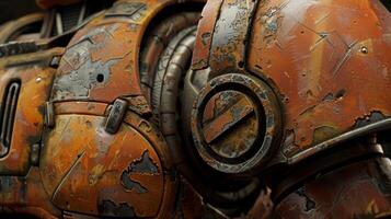 Weathered Armor Like an aged warrior this robots skin has a worn weathered appearance with scratches dents and other imperfections giving it a battleworn texture photo