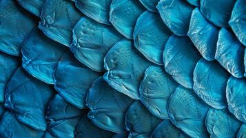 A vibrant blue propeller with a textured surface resembling the pattern of fish scales or a reptiles skin photo