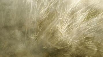 The textured surface of a dandelion puff with its wispy fibers creating a fuzzy cloudlike effect photo