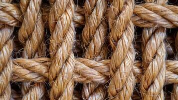 Macro image of a woven rope capturing the tiny gaps and patterns between each strand photo