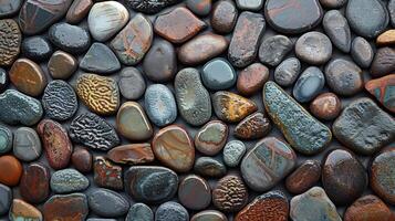 P next to each other the pebbles create a tiny mosaic of smoothness with their varying sizes and shapes interlocking like puzzle pieces photo