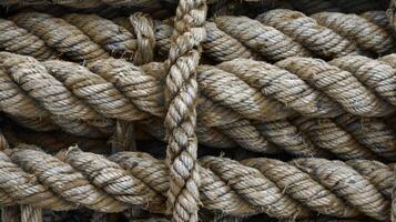 A gnarled and matted mass of ropes and knots the result of years of use and exposure to the elements photo