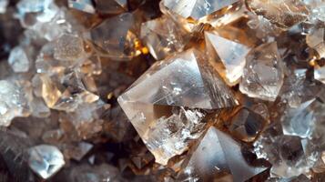 A closer look at a crystals surface reveals a radiant layer of tiny diamondlike formations photo