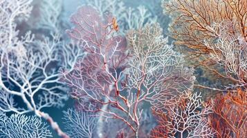 Delicate branches of multicolored corals resembling intricate lace patterns photo